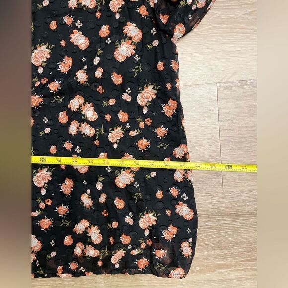 A Love Story Black Floral Roseann Mock Neck Puff Sleeve - Picture 14 of 16